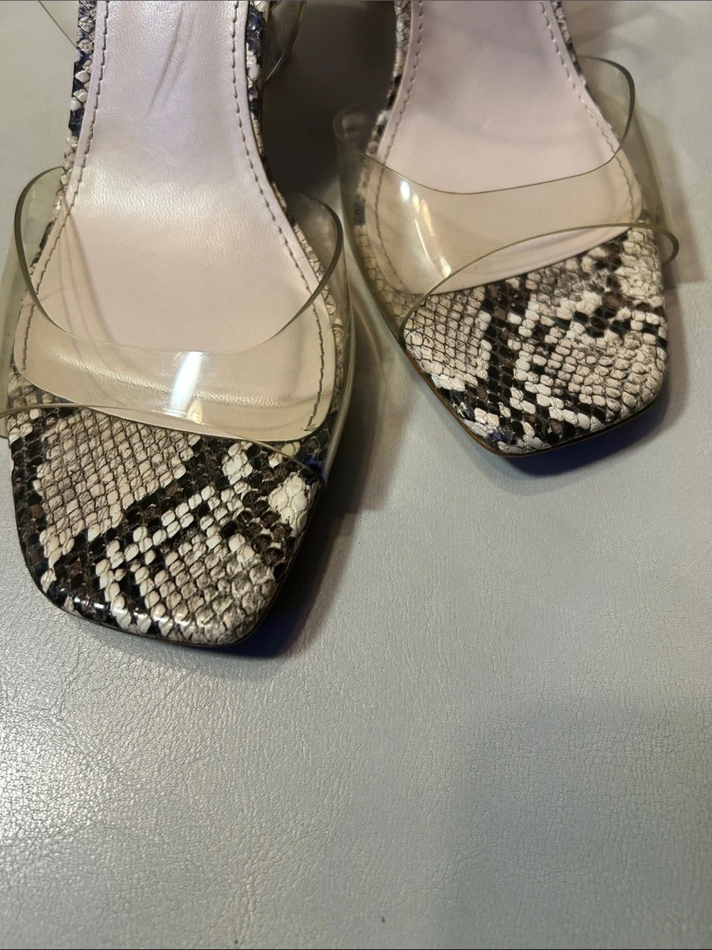 ZARA Clear Strap Snake-Print Women’s Heels — Cream/Tan | Size:EU 36 |3.5 heel - Picture 7 of 9